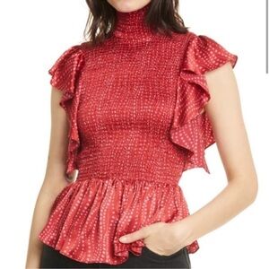 Cinq a’ Sept Smart ruffled silk top￼